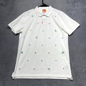 Nike Dri-Fit Polo Shirt Men's L White‎ Player Print Cotton Short Sleeve AOP